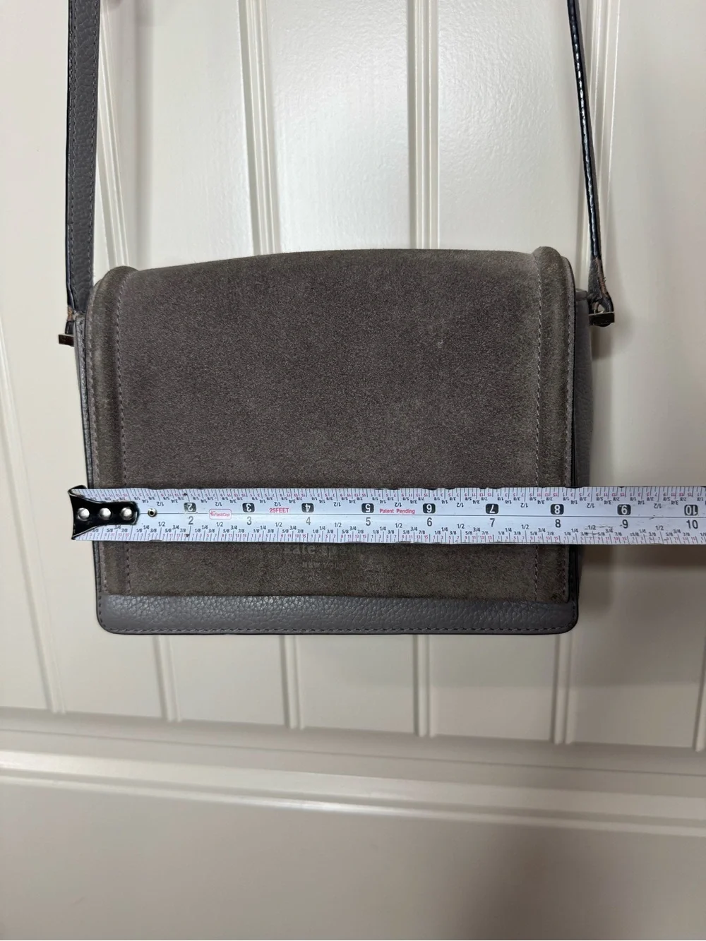 KATE SPADE ♠️ Gray Suede & Leather Crossbody Bag - 6 x 8” inches